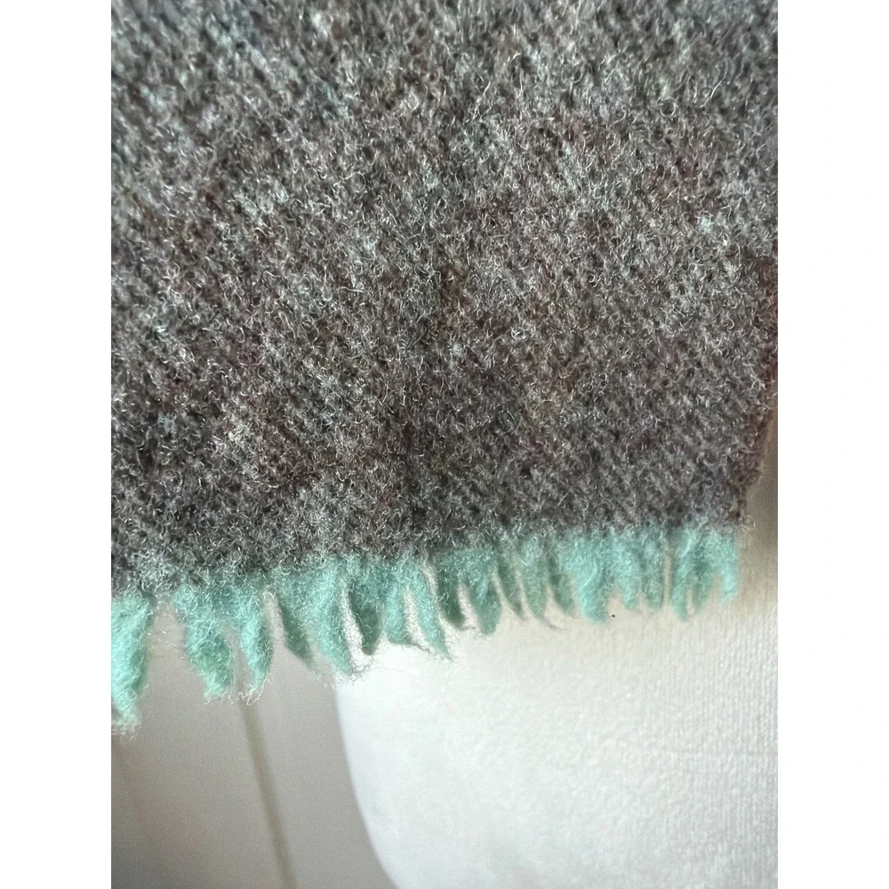 Glen Lossie Scarf Women OS Mint Brown Plaid Virgin Wool Scotland Dark Academia